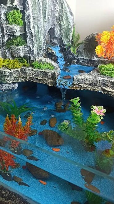 Akvariumi: Dekorativna fontana–akvarijum na postolju, unikatni ručni rad u stilu — 10