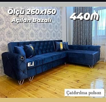 divan mingecevir: Məhsul: Künc divan Ölçü: 260 x 160 sm Xüsusiyyətlər: - Açılan, bazalı — 1