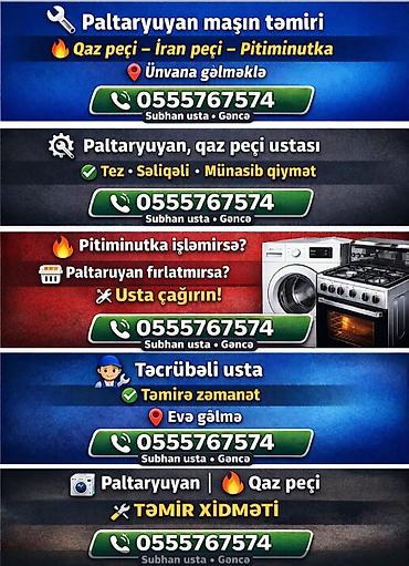 odul soba: GƏNCƏ Xidmət: Paltaryuyan və qaz peçi təmiri – Paltaryuyan — 2