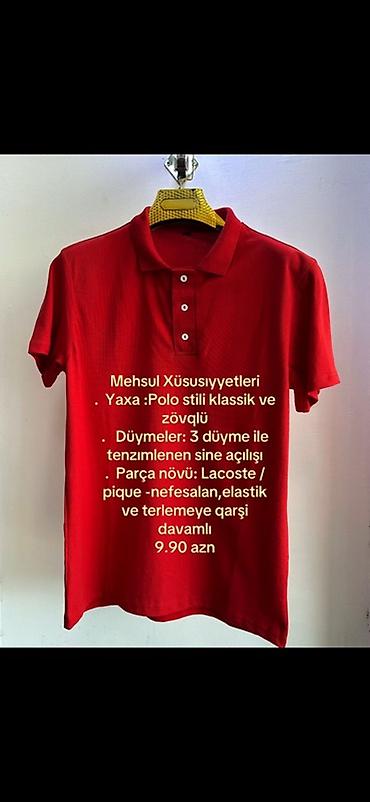 lacoste köynək: Qırmızı rəngli klassik polo köynək - Yaxa: Polo stili, klassik və — 1