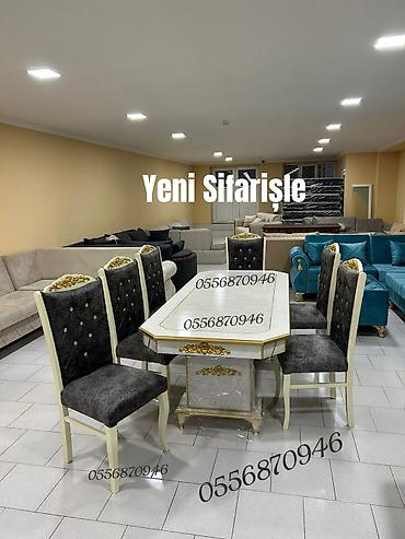 ders masa: Qonaq otağı üçün, Yeni, Açılmayan, Dördbucaq masa, 6 stul — 1