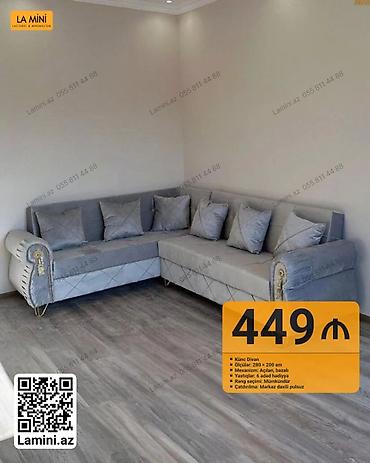 Künc divan – La Mini - Ölçülər: 280 × 200 sm - Mexanizm: açılan