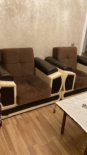 divanlar kreditle: Qonaq otağı dəsti – divan və 2 kreslo - Rəng: qəhvəyi oturacaq və — 2