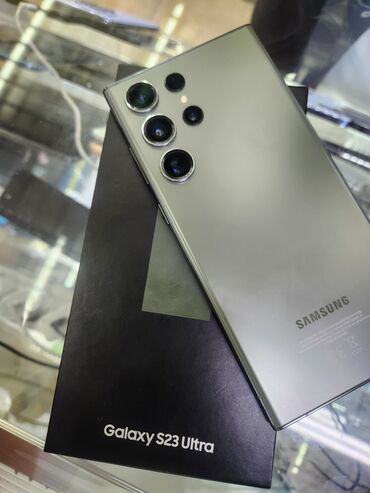 номер симка: Samsung Galaxy S23 Ultra, Колдонулган, 256 ГБ, түсү - Жашыл, 1 SIM, eSIM