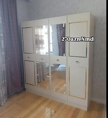 divar skaflari: Yeni, 4 qapılı, Güzgülü, Bej, Açılan, Düz dolab — 1