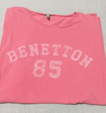 muške majice: Short sleeves T-shirt, XL (EU 54), Benetton, color - Pink, Cotton