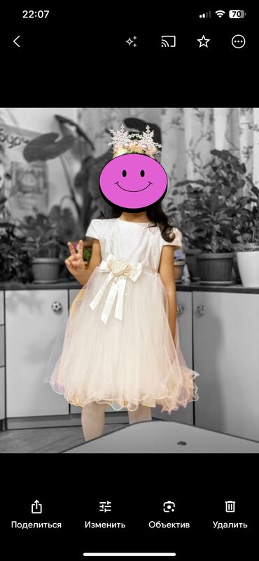 мини платья: Детское платье, цвет - Белый, Б/у
