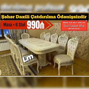 modern stol stullar: Qonaq otağı üçün, Yeni, Açılmayan, Oval masa, 6 stul