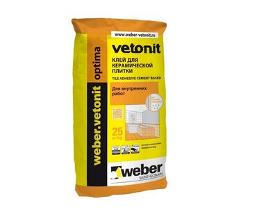 Клей: Клей для плиточных работ Weber Vetonit Optima 25 кг • Для внутренних