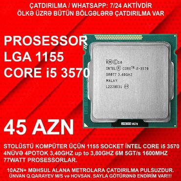 Operativ yaddaş (RAM): Prosessor Intel Core i5 Core i5 3570, 3-4 GHz, 4 nüvə, İşlənmiş
