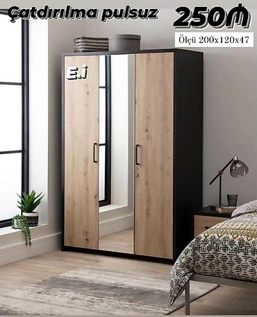 Ev üçün mebel: 3 qapılı geyim şkafı - Ölçü: 200×120×47 sm (şəkildə göstərildiyi — 1