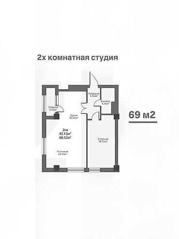 Продажа квартир: 2 комнаты, 69 м², Элитка, 12 этаж — 4