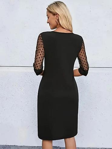 esprit odeca: Elegantna crna haljina sa mrežastim rukavima na tufne Velicina XL - — 2