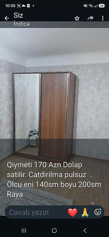 Dolab – sürüşmə qapılı, güzgülü model. - Material: taxta rəngli