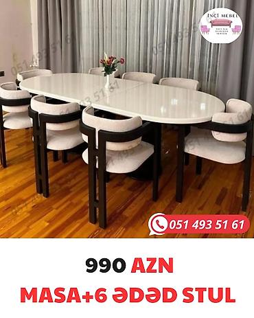 perde sumqayit: Qonaq otağı üçün, Yeni, Açılan, Oval masa, 6 stul — 1