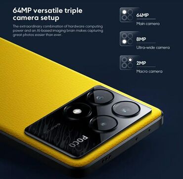 Poco X6 Pro 5G, 512 GB, rəng - Sarı, Sensor, Barmaq izi, Face ID