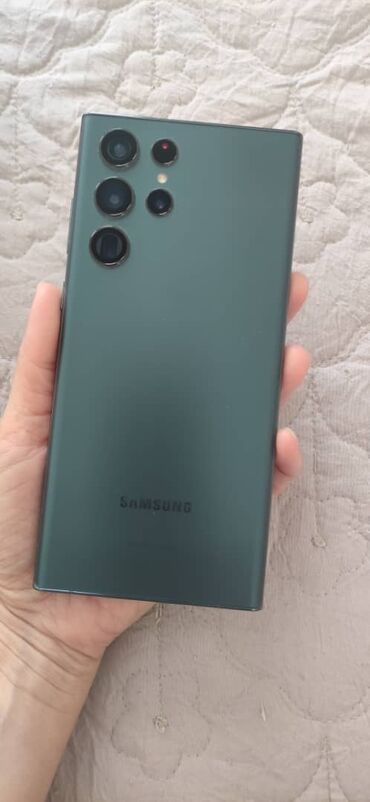 купить номера телефонов: Samsung Galaxy S22 Ultra, Б/у, 256 ГБ, цвет - Зеленый, 2 SIM, eSIM