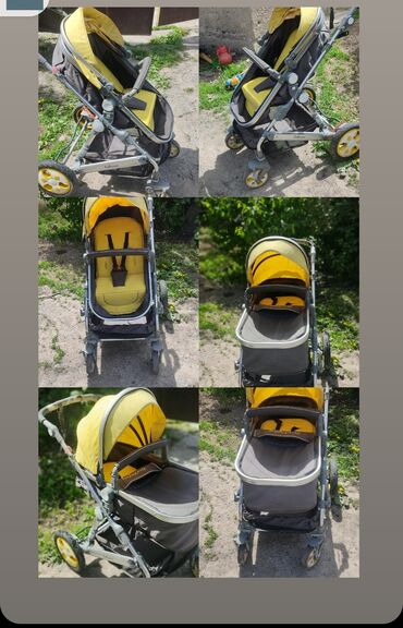 детский велосипед трансформер: Коляска, цвет - Желтый, Б/у