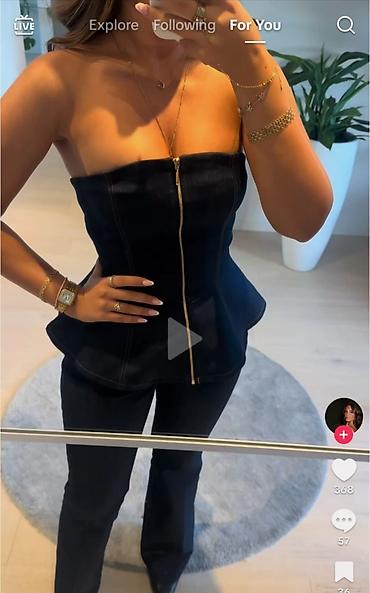 mint: Zara trendi teksas korset vel. S– bez bretela, sa peplum krojem - — 3