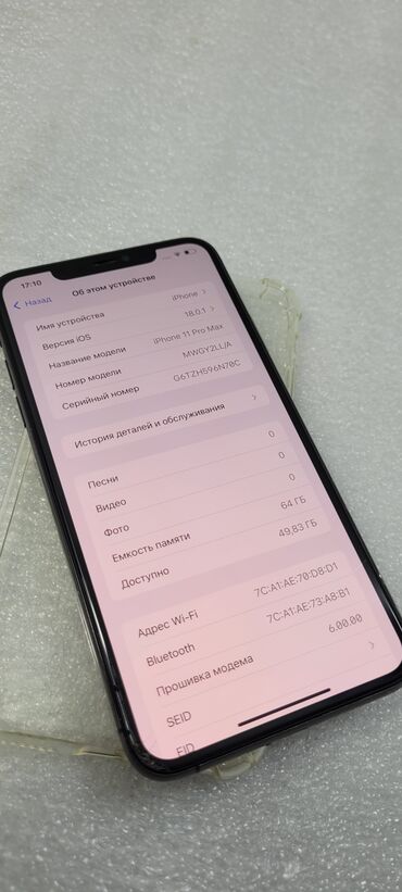 Apple iPhone: IPhone 11 Pro Max, Б/у, 64 ГБ, Черный, Чехол, 79 % — 8