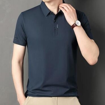 köynekler: L/Xl/2XL/3XL/4XLTünd göy rəngdə, qısaqol kişi polo köynəyi. Qısaqol