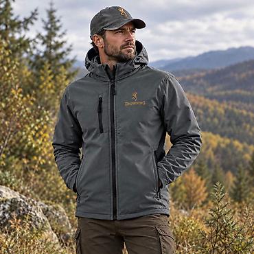 Softshell jakna sa kapuljačom vez Browning vez na grudima – logo je