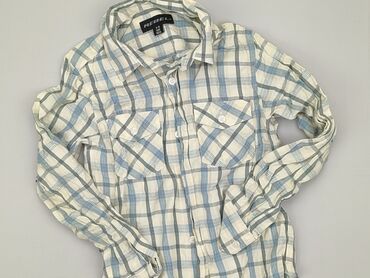 biała koszula dziewczęca 128: Shirt 10 years, condition - Good, pattern - Cell, color - Light blue