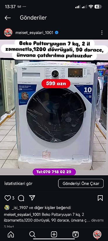 Paltaryuyan maşınlar: Paltaryuyan maşın LG, 7 kq, Avtomat, Qurutmasız — 12