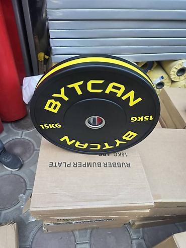 Штанги и грифы: Блины для штанги бамперные блины тяжёлая атлетика фитнес штанга гриф — 7