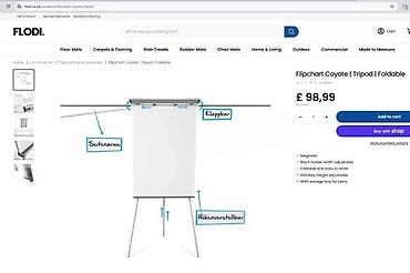 Ostali kancelarijski nameštaj: Flipchart Coyote – tronožac, sklopiv - Magnetna bela tabla sa — 1