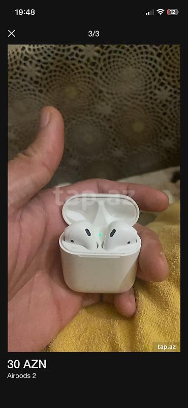 airpods 2 ikinci el: İşlənmiş Simsiz (Bluetooth) Qulaqcıqlar, Apple, rəng - Ağ — 1