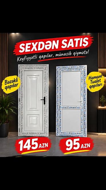 Təmir və tikinti: PVC qapılar – sexdən satış - Bəzəkli otaq qapısı: parlaq ağ rəng — 1