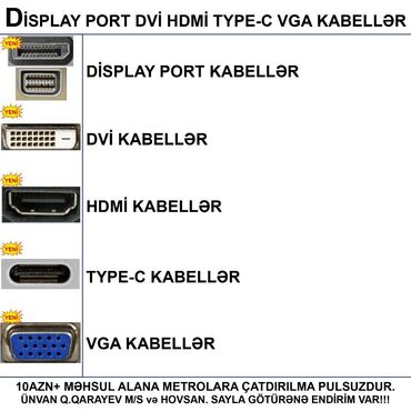 Masaüstü kompüterlər və iş stansiyaları: ⭐Type-C (USB-C) to Display 1.4vers 1,8m – 40 AZN ⭐Type-C (USB-C) to