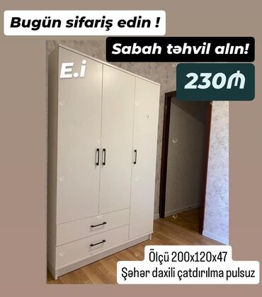 Dolablar: *3 qapılı dolab 230Azn💥* ✔️ Rəng seçimi var ✔️ Matireal Rusiya