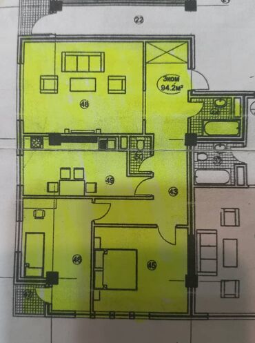 Продажа квартир: 3 комнаты, 94 м², Элитка, 3 этаж, ПСО (под самоотделку)