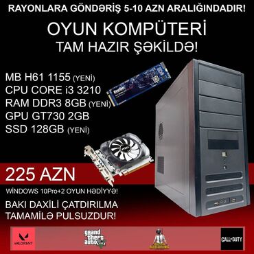 Masaüstü kompüterlər və iş stansiyaları: Oyun üçün Kompüter "Gaming Core i3 3210 GT730 2GB 128GB SSD” ⭐Tək — 1