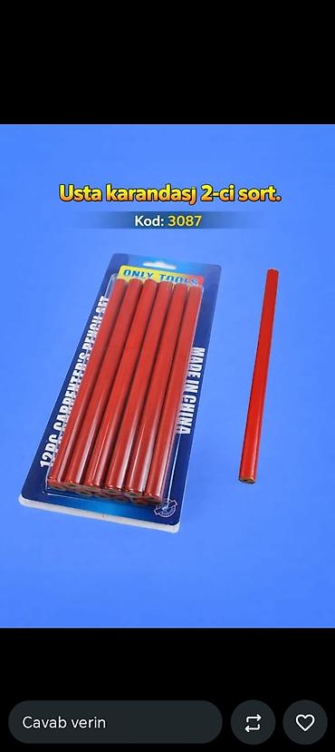 qelem seti: Usta karandaş – 2-ci sort Kod: 3087 - Dülgərlər üçün xüsusi düzgün — 1