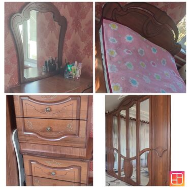 детскую кроватку кроватка к: Спальный гарнитур, Б/у, Двуспальная кровать, Дерево, цвет - Коричневый