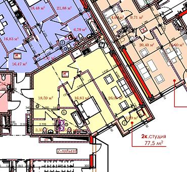 азербайджан: 2 комнаты, 77 м², Асанбай мкр Элитка, 8 этаж, ПСО (под самоотделку) — 2