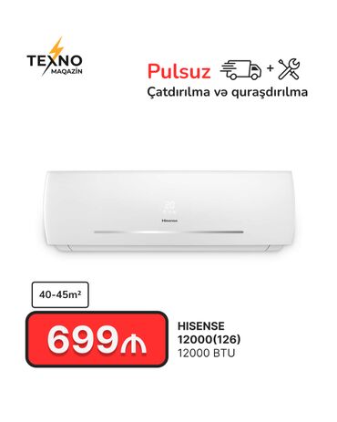 mini kondisoner: Kondisioner Hisense, Yeni, 40-45 kv. m, Split sistem, Kredit yoxdur, Pulsuz quraşdırılma