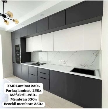 Mətbəx mebeli: Metbex mebelləri sifariş ile Laminat 230₼ Parlaq laminat-250₼ Mdf