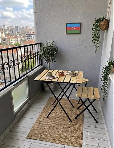 berber mebeleri: Yeni, Kvadrat masa, 2 stul, Açılan, Stullar ilə, Taxta — 1