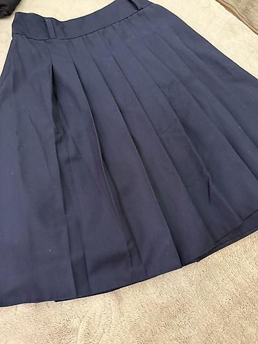 uniformalar: Tünd göy rəngli qatlanaqlı yubka mekteb yubkasi - Model: klassik qalın — 1