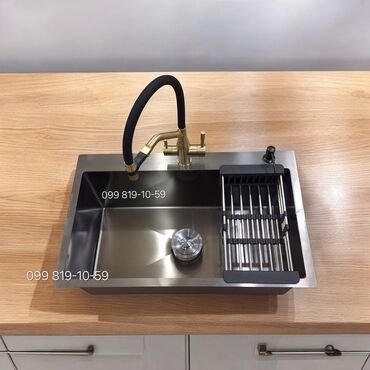 Digər santexnikalar: Mətbəx üçün paslanmayan poladdan qəlibli lavabo və aksesuarlar 📍Moyka