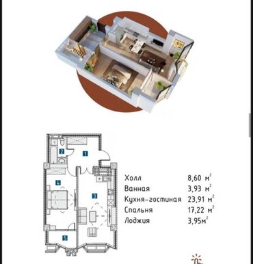 Иссык-Куль 2025: 2 комнаты, 57 м², Элитка, 13 этаж, ПСО (под самоотделку)