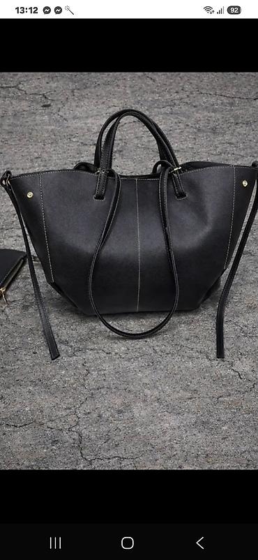 tisot sat: Crna ženska torba – shopper/tote model - Materijal: eko koža sa — 1