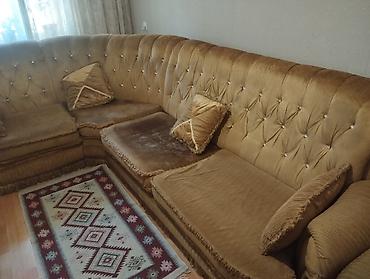 Диваны: Künc divan – klassik üslubda, yumşaq zamşa/velur tipli parça ilə — 2