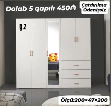 dolablar sumqayit: Qarderob, paltar dolabı, Yeni, Düz dolab