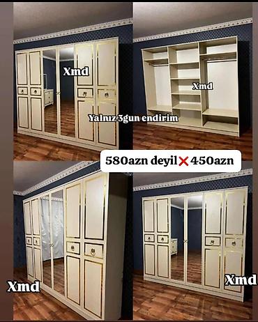 divar skafi: Klassik üslubda geniş paltar şkafı - Rəng: krem tonunda korpus — 1