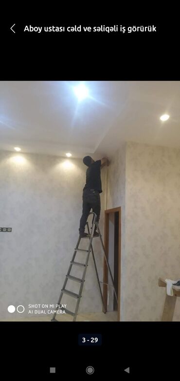 Plitə işləri: Aboy ustası divar kağızları ustası cəld gözəl iş görülür